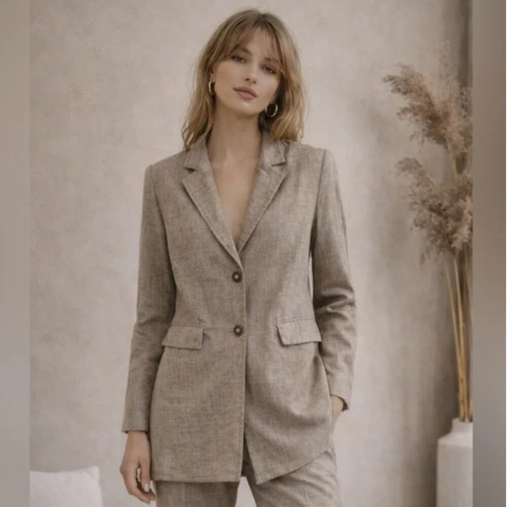 Riani • Long Linen–Virgin Wool Blazer • Size 10 - Picture 1 of 13